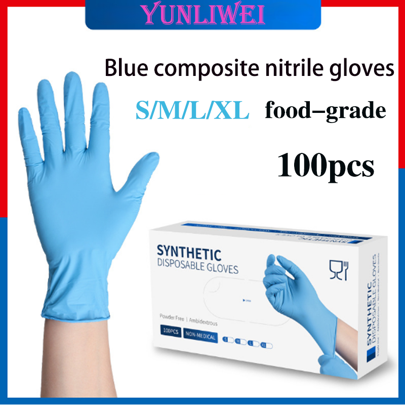 Nitrile Mechanic Glove - 100PCS Blue Nitrile Disposable Gloves for