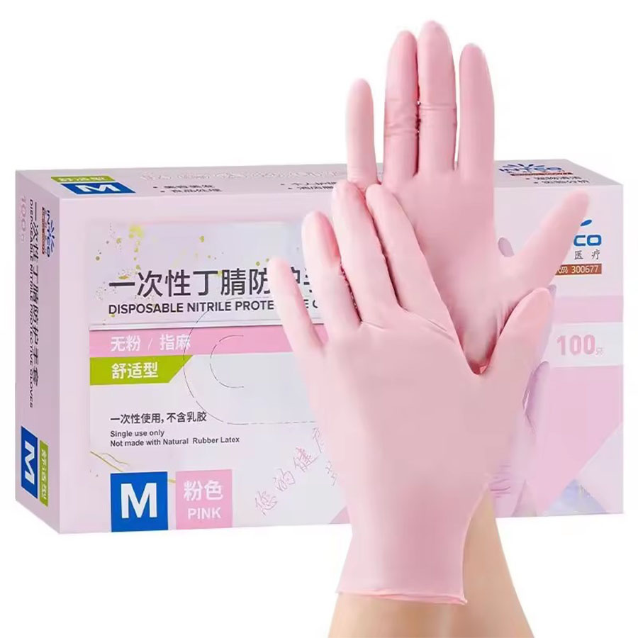 Nitrile Mechanic Glove - 50/100PCS Pink Nitrile Gloves Disposable Latex