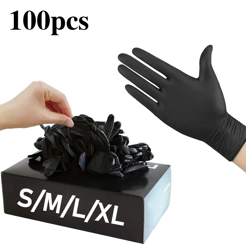 Nitrile Mechanic Glove - 10/20/50/100PCS Black Nitrile Disposable Gloves for