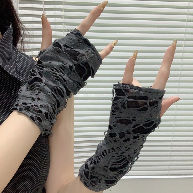 Yueqiu Girl Alt Fashion Ripped - Fingerless Glove Knit 评论和价格