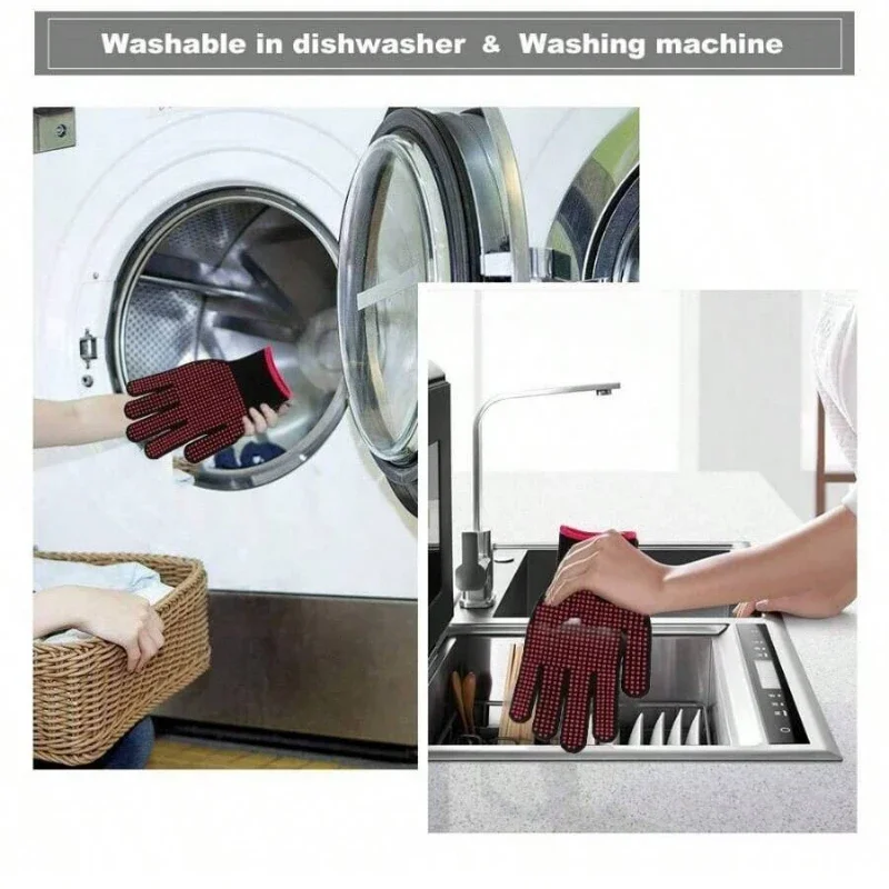 1 Pair Non-Slip Silicone BBQ G - Oven Mitt Silicone 评论和价格
