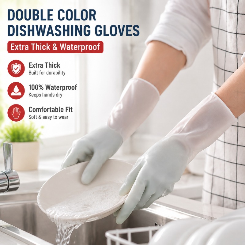 PVC Double Color Dishwashing G - Dish Glove Rubber 评论和价格