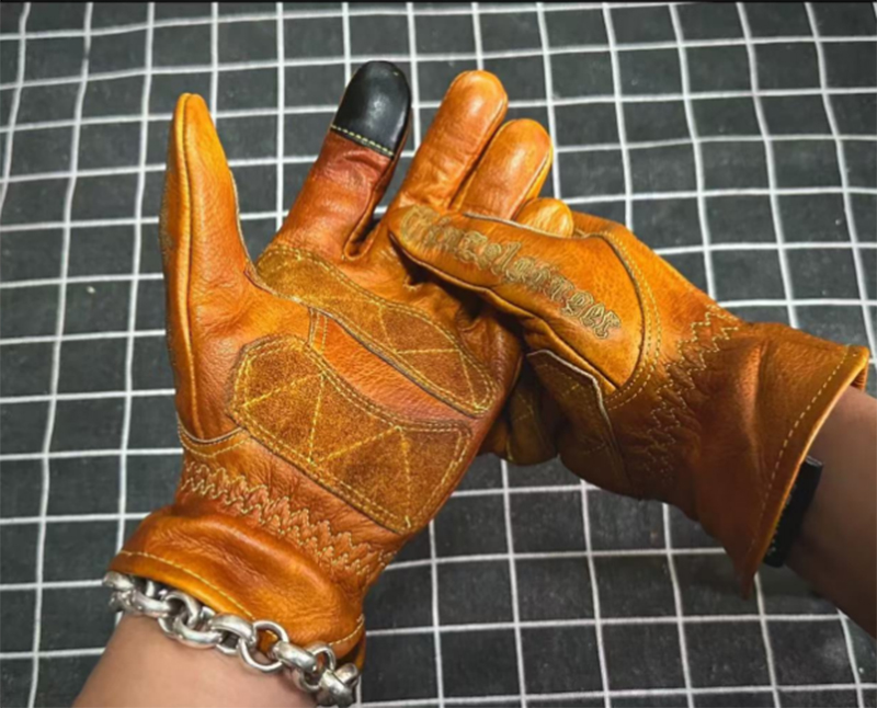 Handmade Genuine Leather Retro - Motorcycle Glove Knuckle 评论和价格