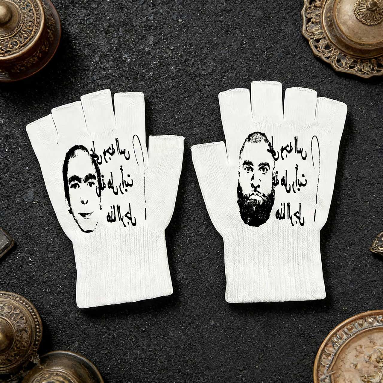 Y2K Retro Printed Fingerless G - Fingerless Glove Knit 评论和价格