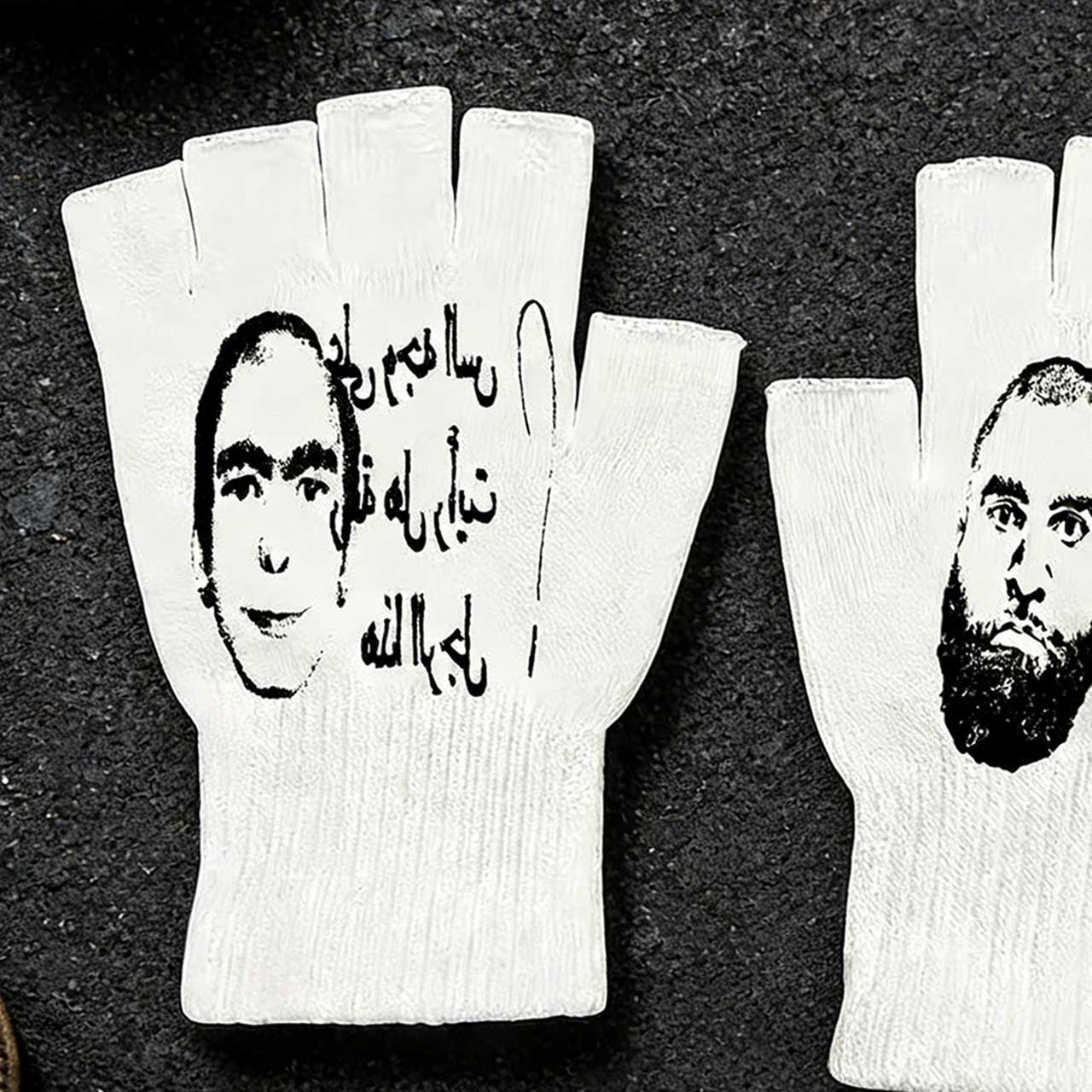 Y2K Retro Printed Fingerless G - Fingerless Glove Knit 评论和价格