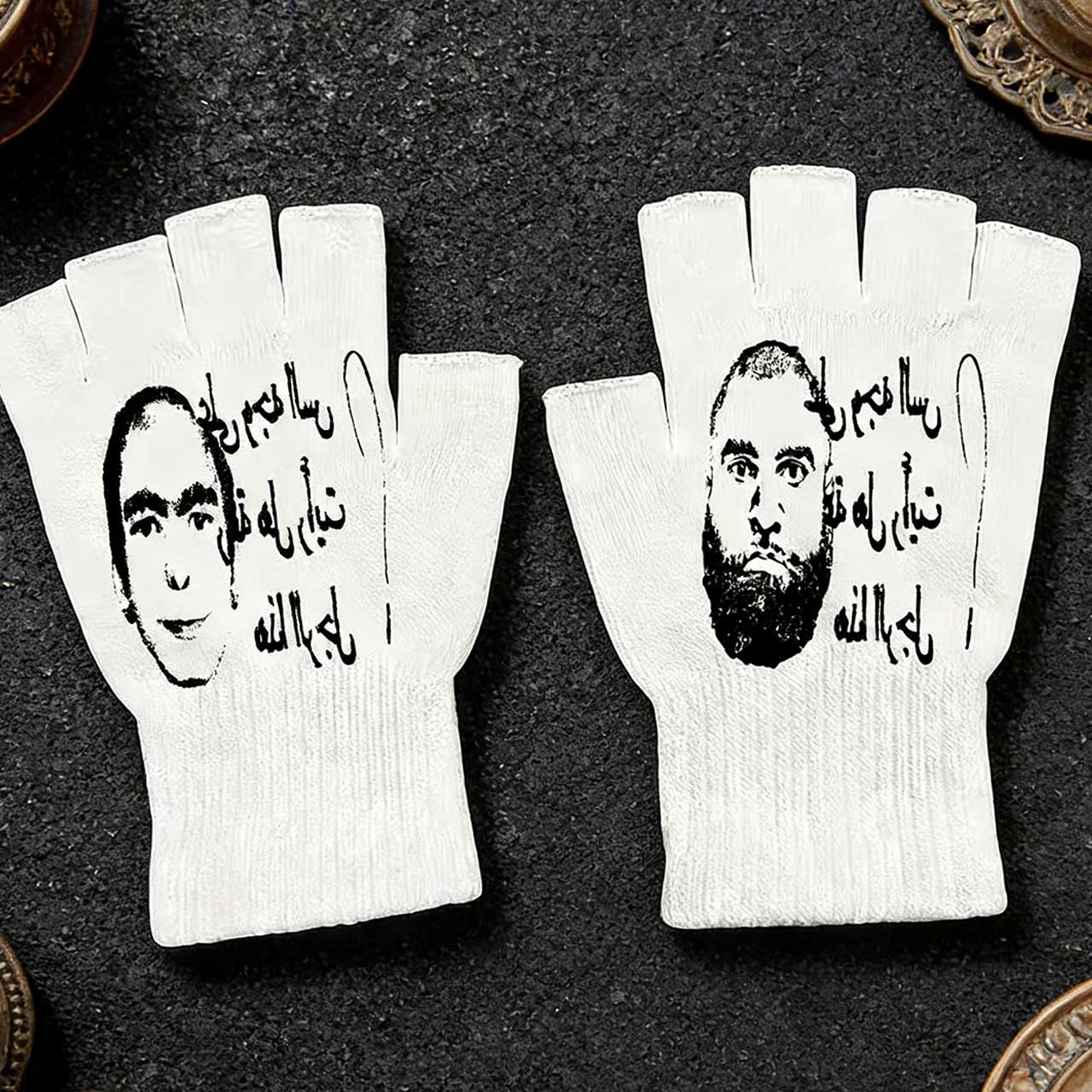 Y2K Retro Printed Fingerless G - Fingerless Glove Knit 评论和价格