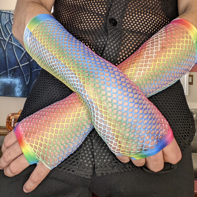1 Pair Women Long Fishnet Net  - Fingerless Glove Knit 评论和价格
