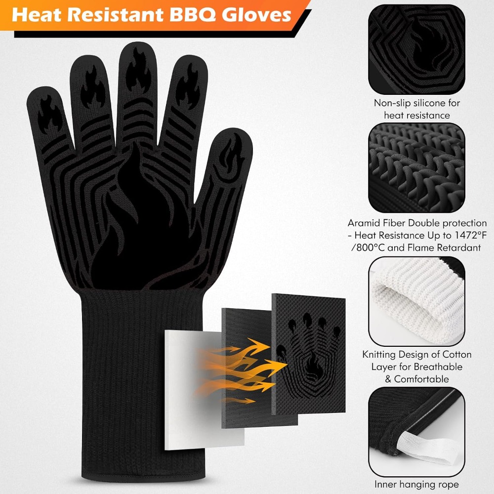 BBQ Gloves, 1472°F Heat Resist - Oven Mitt Silicone 评论和价格