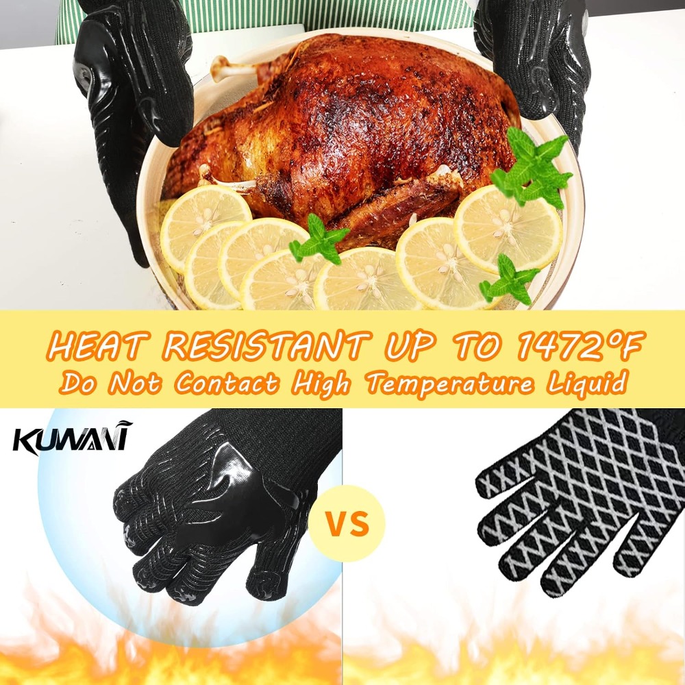 BBQ Gloves, 1472°F Heat Resist - Oven Mitt Silicone 评论和价格